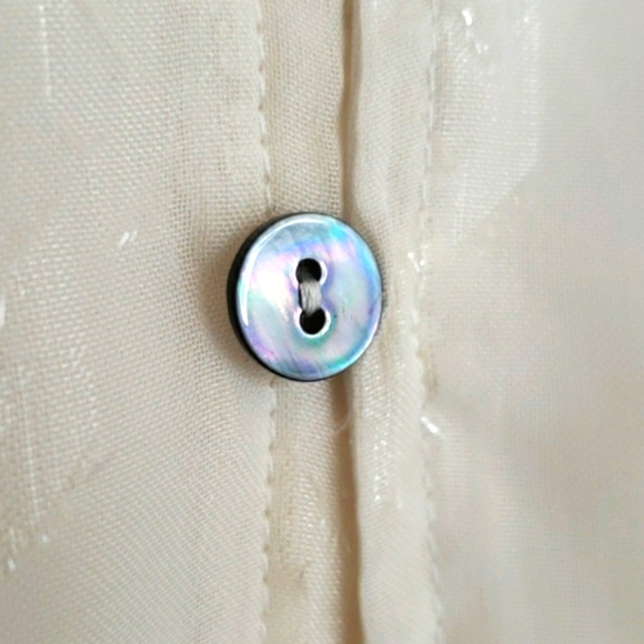 Classic CUPIO off white sparkle lace sheer ruffle long sleeve blouse - Picture 6 of 15